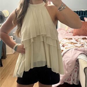 SHEIN Cream Layered Halter Blouse